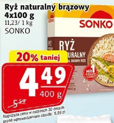 Ryż naturalny brązowy Sonko 4x100 g promocja w Prim Market