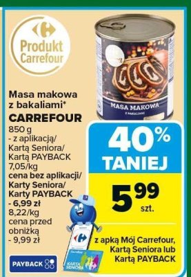 Masa makowa z bakaliami CARREFOUR 850g promocja w Carrefour