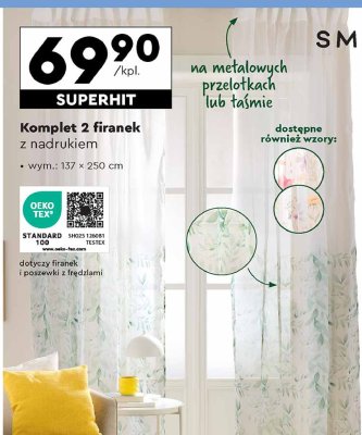 Firana z nadrukiem 137 x 250 cm Smukee home promocja