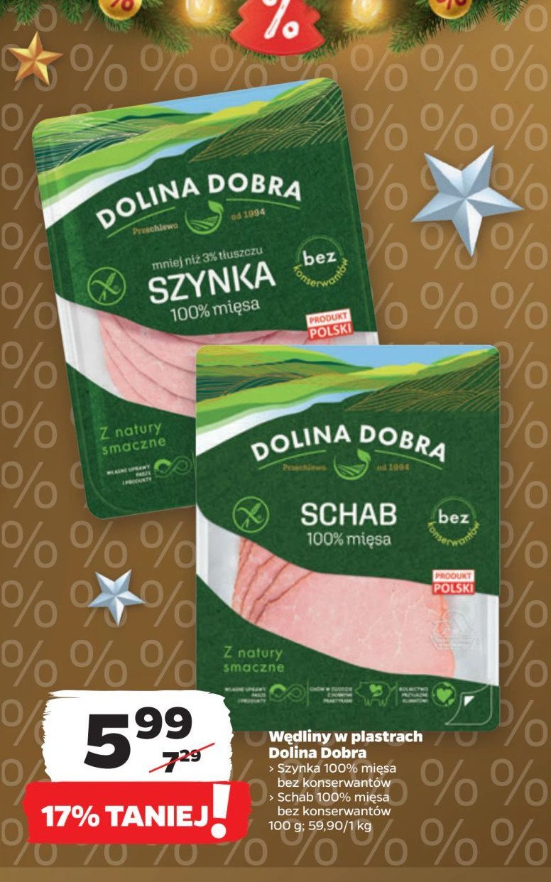 Szynka 100% mięsa Dolina dobra promocja w Netto