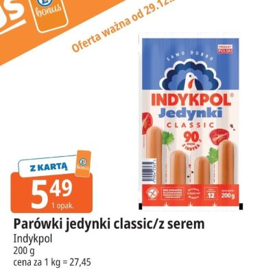 Parówki jedynki classic Indykpol promocja w Leclerc