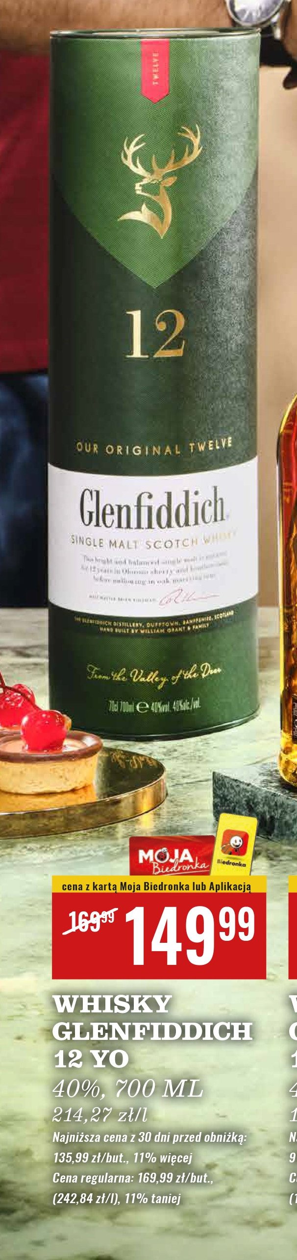 Whisky tuba Glenfiddich 12 yo promocja w Biedronka