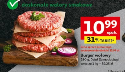 Burger wołowy 280 g Dział Samoobsługi promocja w Auchan