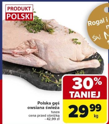 Gęś polska owsiana świeża promocja w Carrefour Market