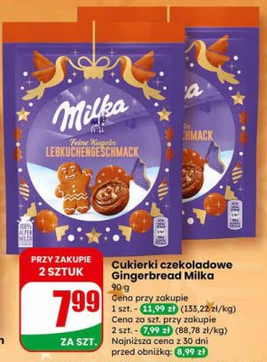 Cukierki czekoladowe Gingerbread Milka promocja w Dino