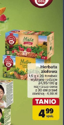 Herbata mięta z maliną Teekanne promocja