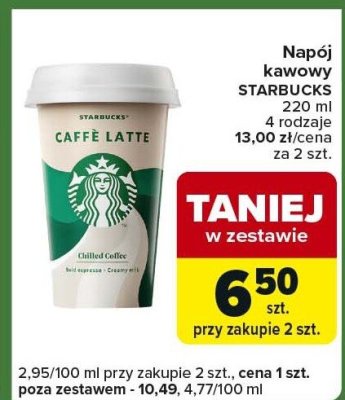 Napój kawowy Starbucks Caffè Latte 220ml 4 rodzaje promocja w Carrefour Express