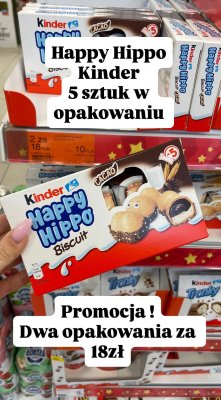 Biszkopty Happy Hippo Kinder Cacao promocja w Dealz