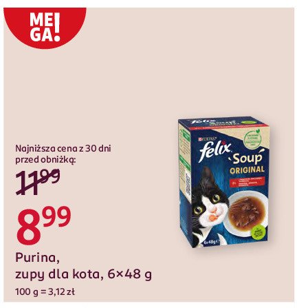 Karma dla kota wołowina kurczak jagnięcina Purina felix soup original promocja w Rossmann