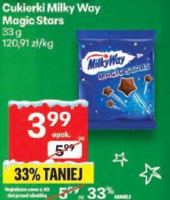 Cukierki Milky Way Magic Stars 33g promocja w Delikatesy Centrum