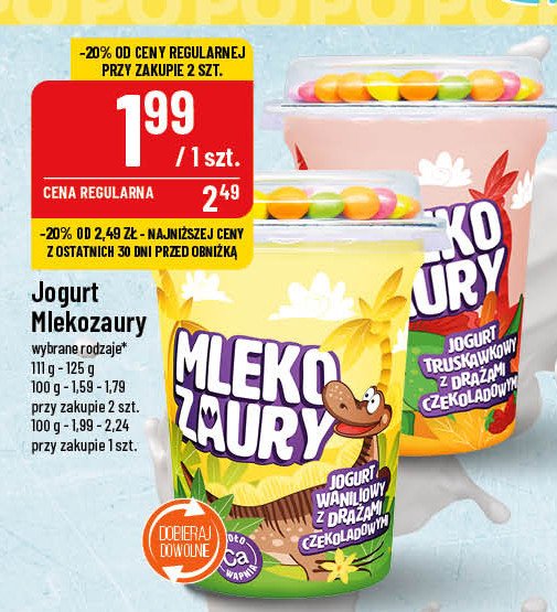 Jogurt truskawkowy z żelkami Mlekozaury promocja