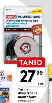 Taśma dwustronna montażowa Powerbond promocja w Intermarche