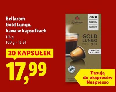 Kawa w kapsułkach Bellarom Gold Lungo promocja w Lidl