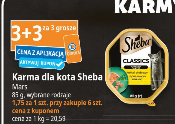 Karma dla kota pate z koktajlem drobiowym Sheba classics promocja w Leclerc