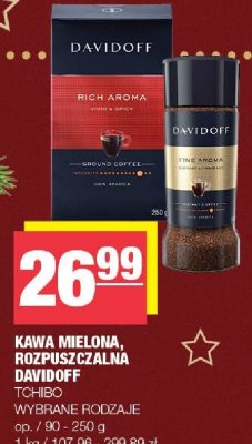 Kawa mielona, rozpuszczalna Davidoff Tchibo wybrane rodzaje promocja w SPAR
