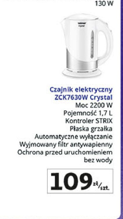 Czajnik crystal zck7630w Zelmer promocja w Auchan