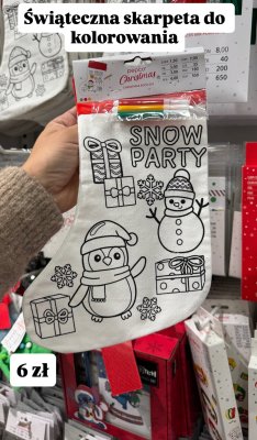 Skarpeta świąteczna do kolorowania Snow Party promocja w Pepco