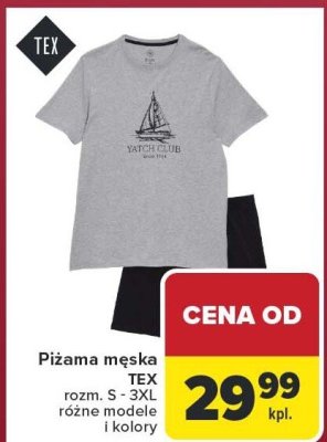 Piżama męska TEX, różne modele i kolory, rozm. S - 3XL promocja w Carrefour