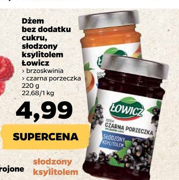 Dżem czarna porzeczka słodzony ksylitolem Łowicz promocje