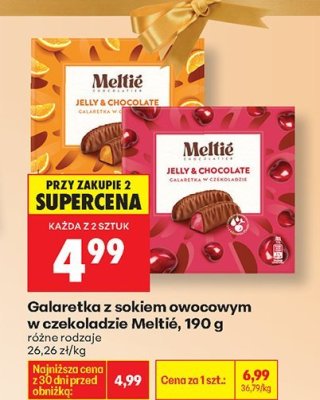 Galaretka z sokiem owocowym w czekoladzie Meltié, 190 g różne rodzaje promocja w Biedronka