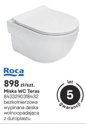 Miska WC Teras Roca bezkołnierzowa wypinana deska wolnoopadająca z duroplastu promocja w Castorama
