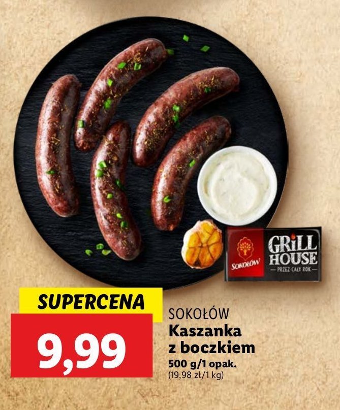 Kaszanka z boczkiem i cebulką Sokołów grill house promocja