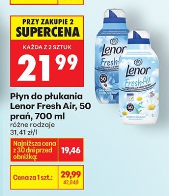 Płyn do płukania Lenor Fresh Air, 50 prań, 700 ml promocja w Biedronka