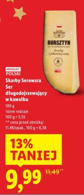 Ser długodojrzewający Skarby Serowara w kawałku promocja w Lidl