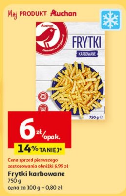 Frytki karbowane Auchan 750 g promocja w Auchan