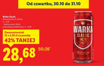 Piwo Warka Classic promocja w Lidl