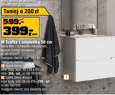Szafka z umywalką Selvia 50 cm  promocja w OBI
