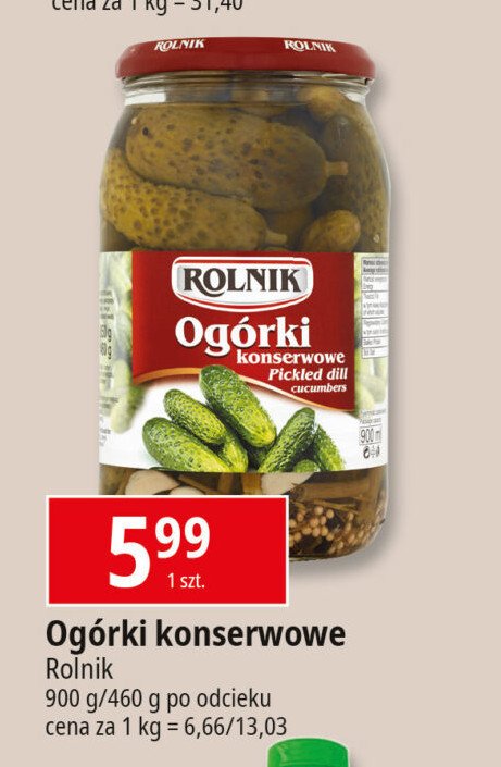 Ogórki konserwowe Rolnik promocja w Leclerc