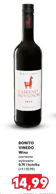 Wino Bonito vinedo cabernet sauvignon promocja