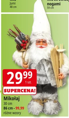 Mikołaj 30 cm, różne wzory (86 cm - 99,99) promocja w Leclerc
