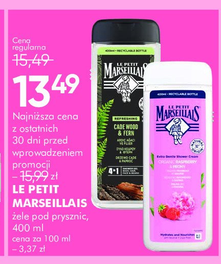 Żel pod prysznic drzewo cade & paproć Le petit marseillais promocja w Super-Pharm