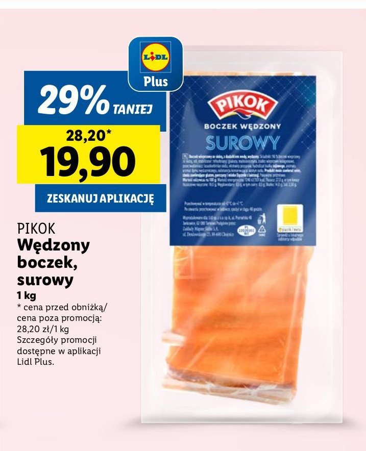 Boczek wędzony surowy Pikok promocja