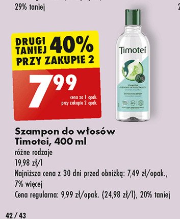 Szampon g艂臋boko oczyszczaj膮cy z ekstraktem z og贸rka Timotei promocja