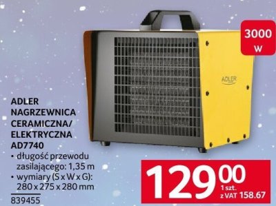 Nagrzewnica ceramiczna/elektryczna Adler AD7740 promocja w Selgros