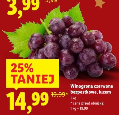 Winogrona czerwone bezpestkowe, luzem promocja w Lidl
