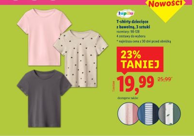 T-shirty dziecięce z bawełną 3 sztuki promocja w Lidl