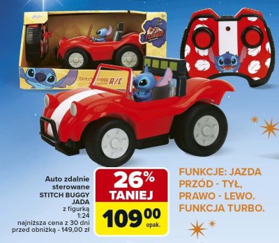 Auto zdalnie sterowane STITCH BUGGY JADA z figurką 1:24 promocja w Carrefour