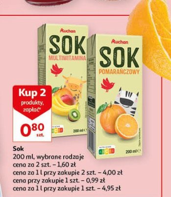 Sok multiwitamina Auchan różnorodne (logo czerwone) promocja
