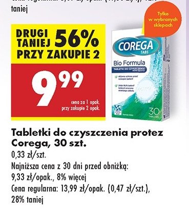 Tabletki do czyszczenia protez bio formula Corega tabs promocja w Biedronka