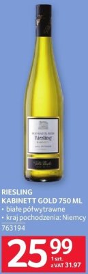Wino Riesling Kabinett Gold 750 ML promocja w Selgros