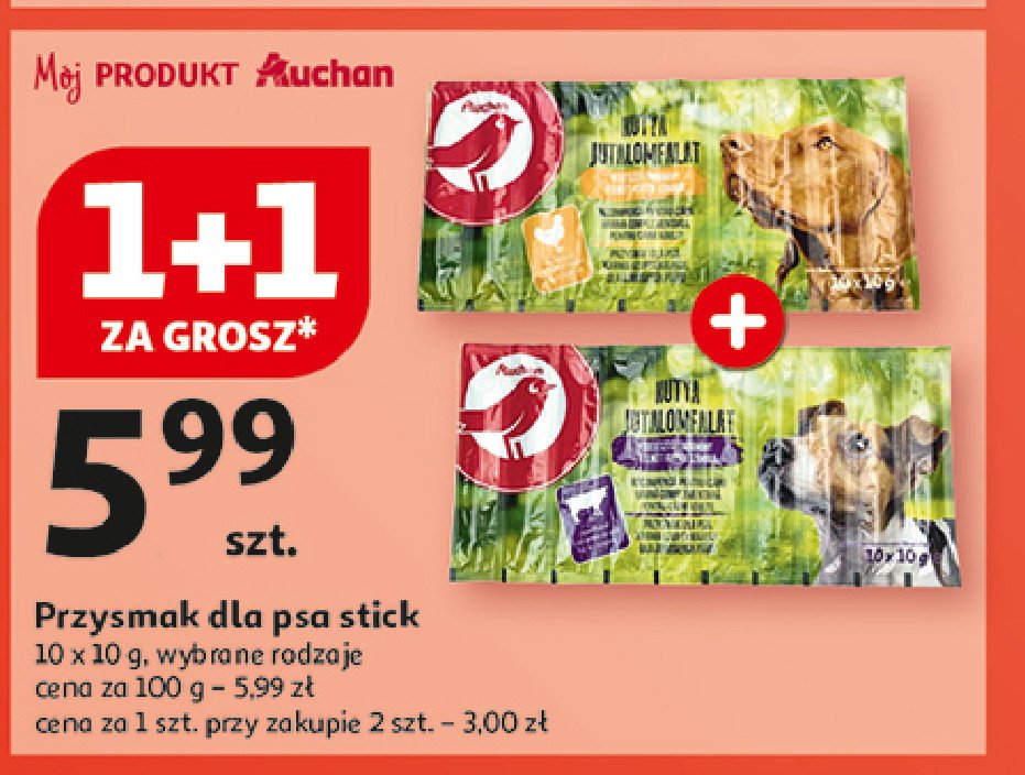 Przysmak dla psa stick Auchan różnorodne (logo czerwone) promocja