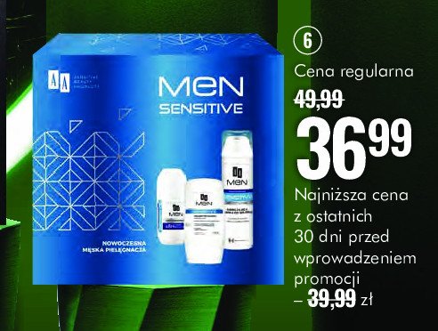 Zestaw w pudełku men sensitive: pianka do golenia 200 ml + żel po goleniu 100 ml + antyperspirant 50 ml Aa men zestaw promocja