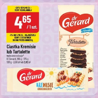 Ciastka Kremisie lub Tartalette Dr Gerard wybrane rodzaje promocja w POLOmarket