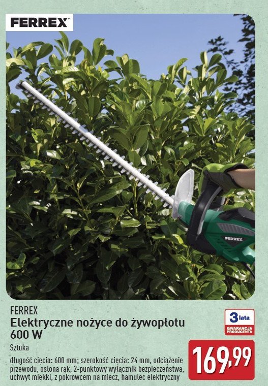Nożyce do żywopłotu 600w Ferrex promocja