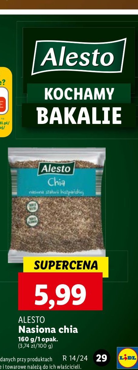 Nasiona chia Alesto promocja