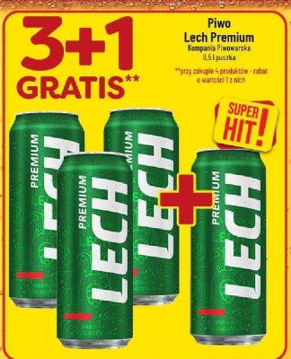 Piwo Lech Premium 3+1 gratis promocja w POLOmarket